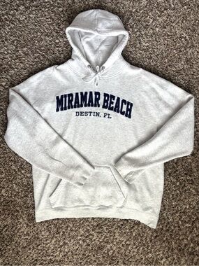 CO Light Gray Hoodie with Navy Miramar Beach Print